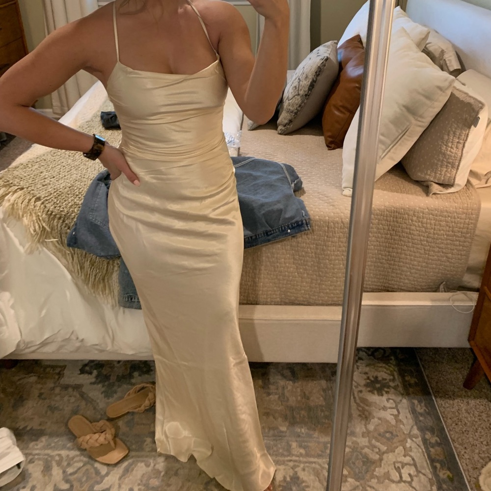 Shona Joy LA LUNE LACE BACK MAXI DRESS - CREAM